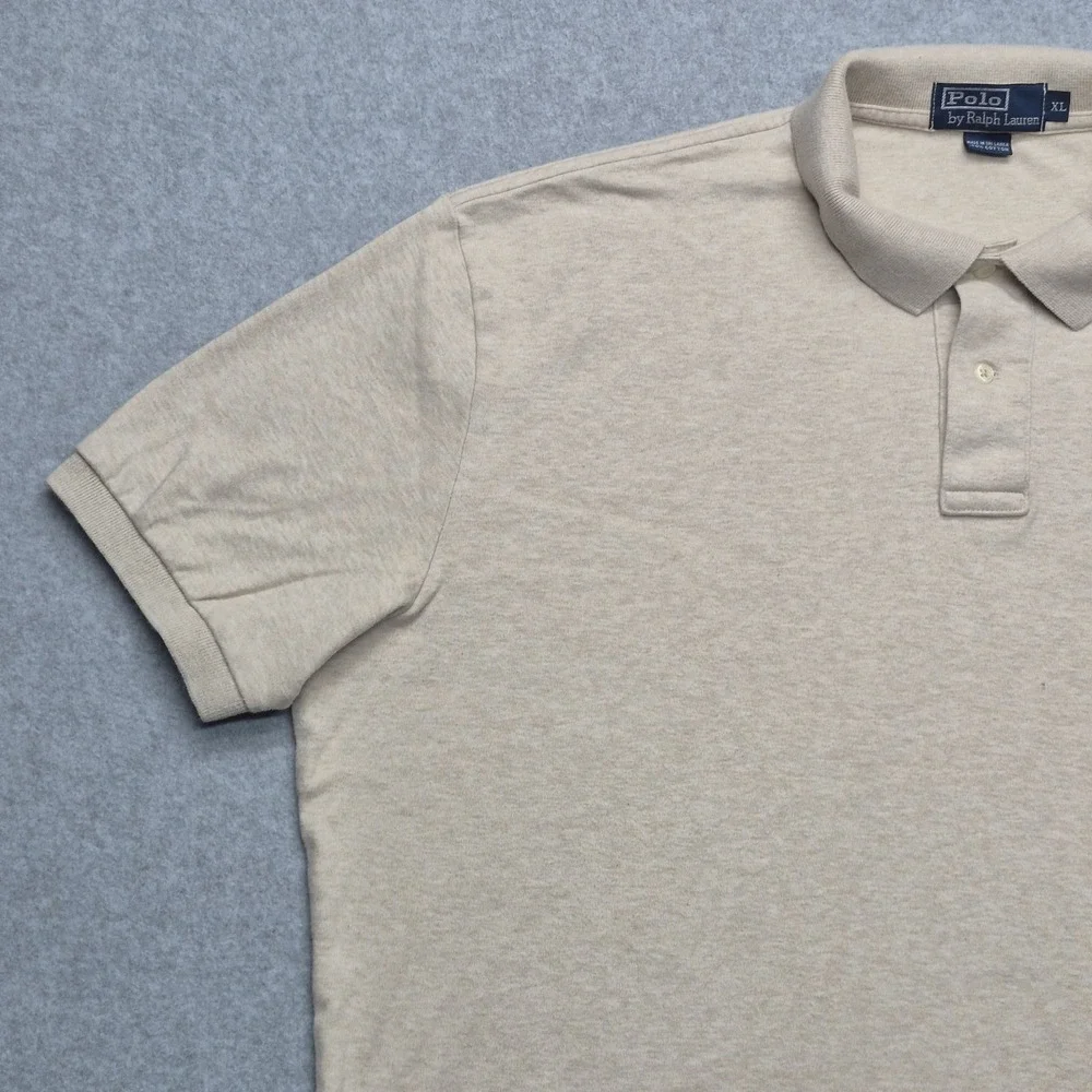 Polo Ralph Lauren Shirt Mens XL Beige Heather Pique Mesh Short Sleeve Pony Prep
